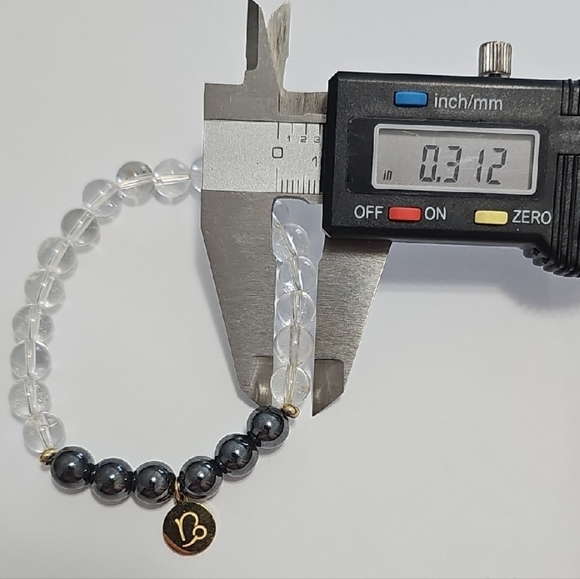 Hematite and Clear Quartz Bracelet with Capricorn Charm - Picture 2 of 2